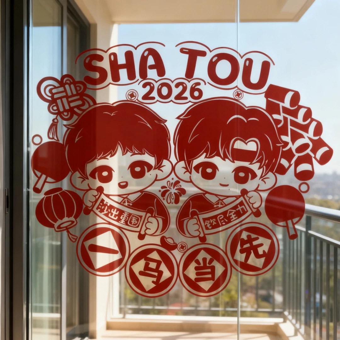 莎头新年窗花孙颖莎王楚钦5114红包挂件周边