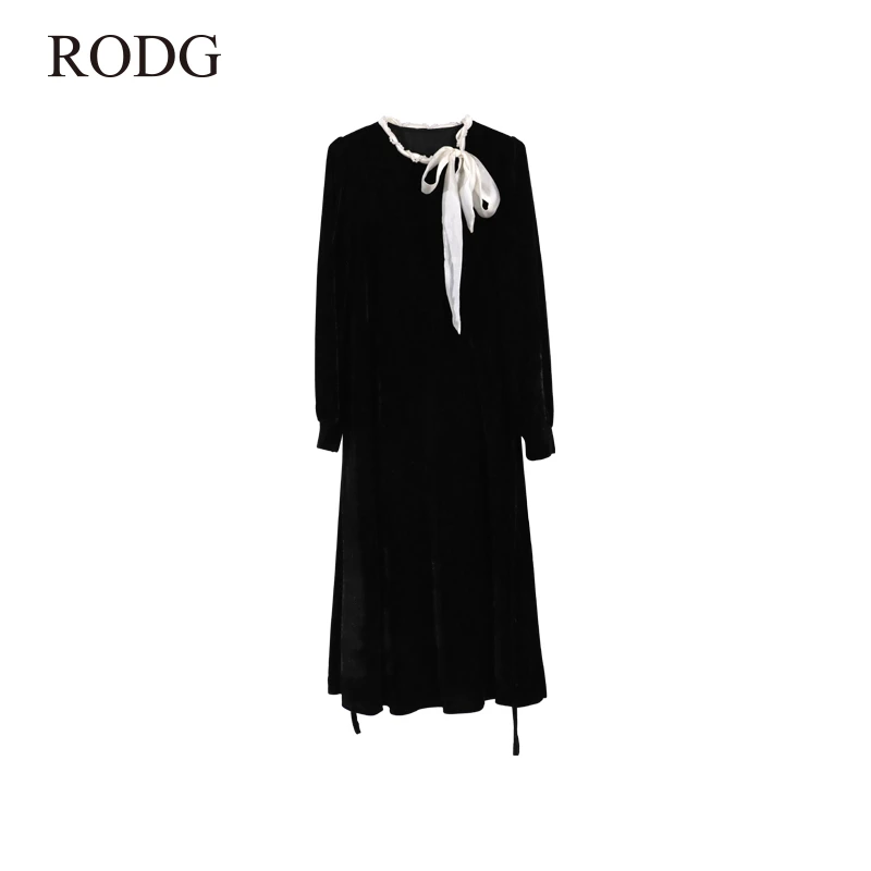 RODGR51QZ0175A 春季新款气质轻奢法式黑色连衣裙 0175