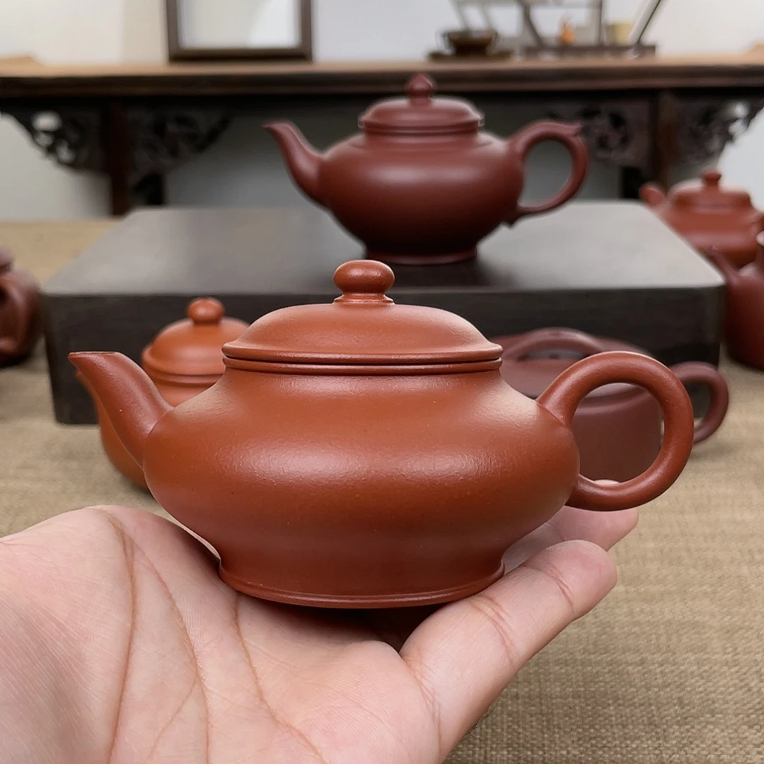 茶壶紫砂扁灯 140cc 原矿小煤窑朱泥