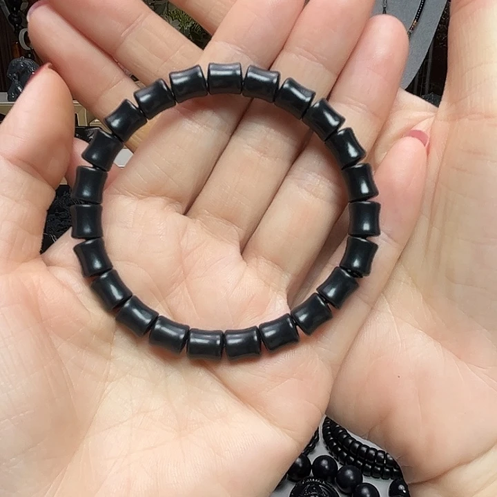 和田玉（墨玉）未镶嵌颈饰卡7.5竹节