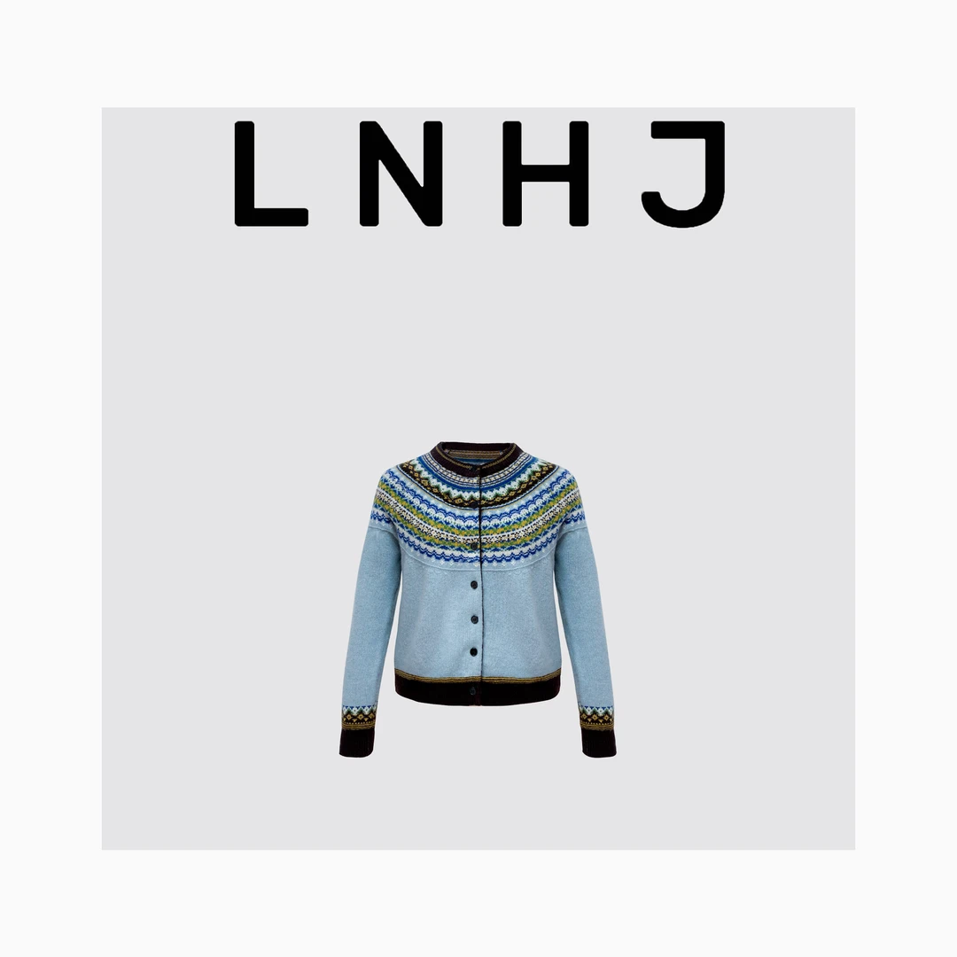 LNHJ【费尔岛的礼物】时尚费尔岛提花针织圆领开衫