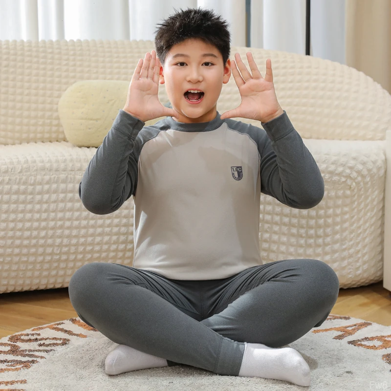 儿童德绒保暖内衣套装胖童秋衣秋裤加肥加睡衣男孩大打底衫加厚冬