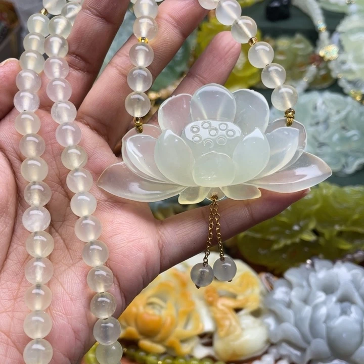 未镶嵌岫玉吊坠毛衣链锁骨链