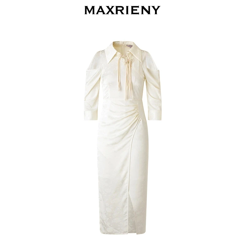 MAXRIENY国风新中式盘扣连衣裙2024新品改良开衩MS85DR037A20