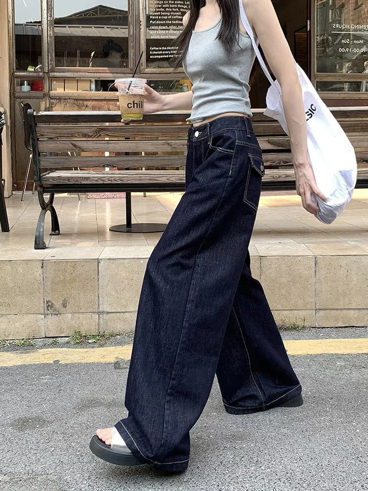 （kc）UND（3450#）韩系原色直筒阔腿裤【裤长102 腰围64】