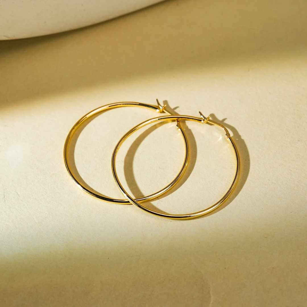 素金耳圈-约卡40-18K金-FF1229|BKJ4