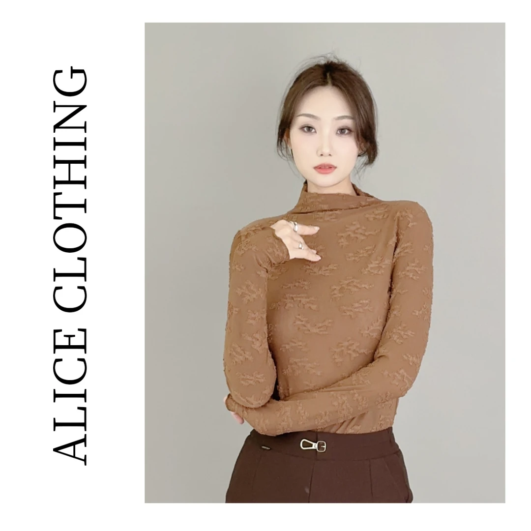 6 ALICE 秋色无声复古打底衫气质木耳边 立体布花 S2134817T