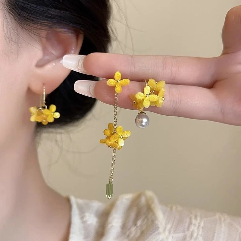 超仙桂花流苏耳环女甜美温柔小众耳坠法式日常百搭春季氛围感耳饰