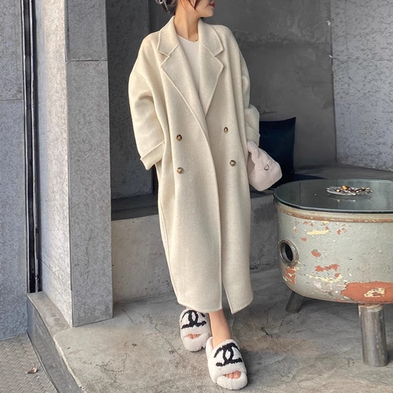 【柔滑羔驼绒】双面羊毛大衣单排扣奢华感大气毛呢外套女秋冬时冬季