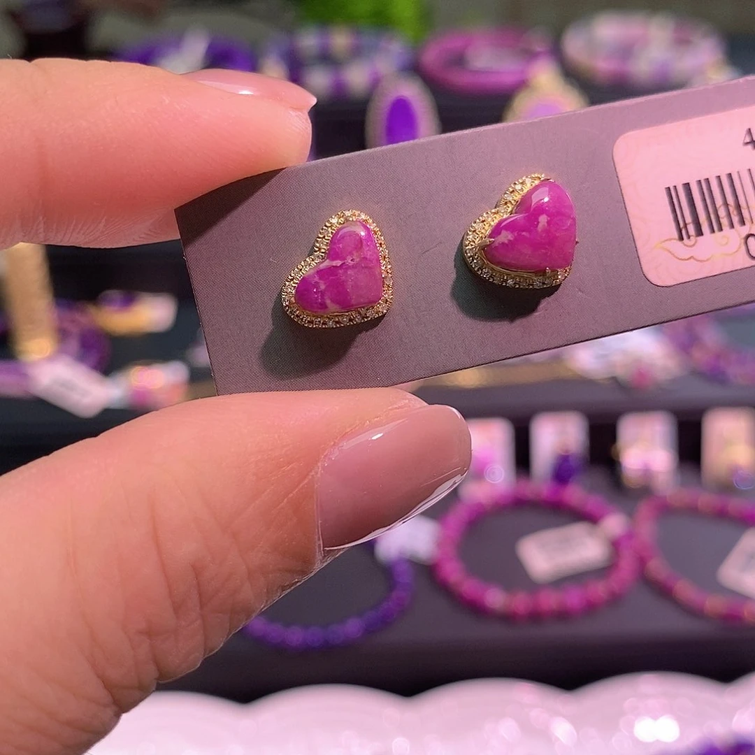 苏纪石（舒俱来）18K金镶嵌耳钉