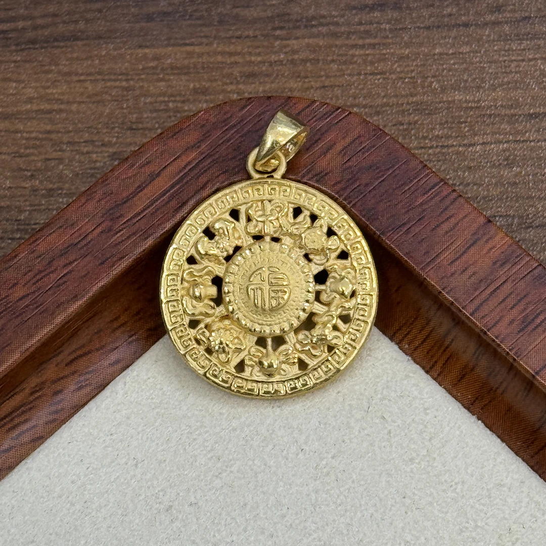 水贝黄金足金999八宝罗盘吊坠DP2226
