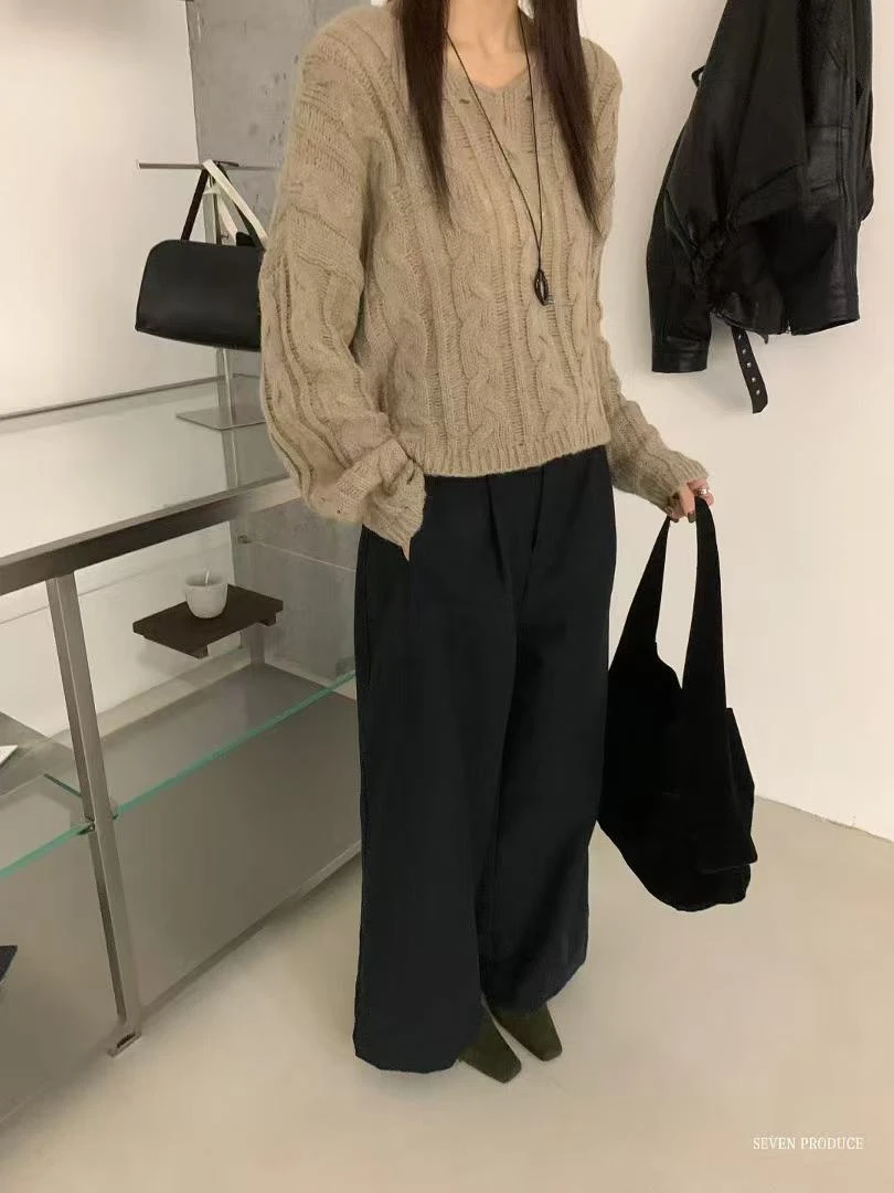 软糯V领针织衫女秋冬季慵懒风毛衣2025温柔氛围感气质外套上衣