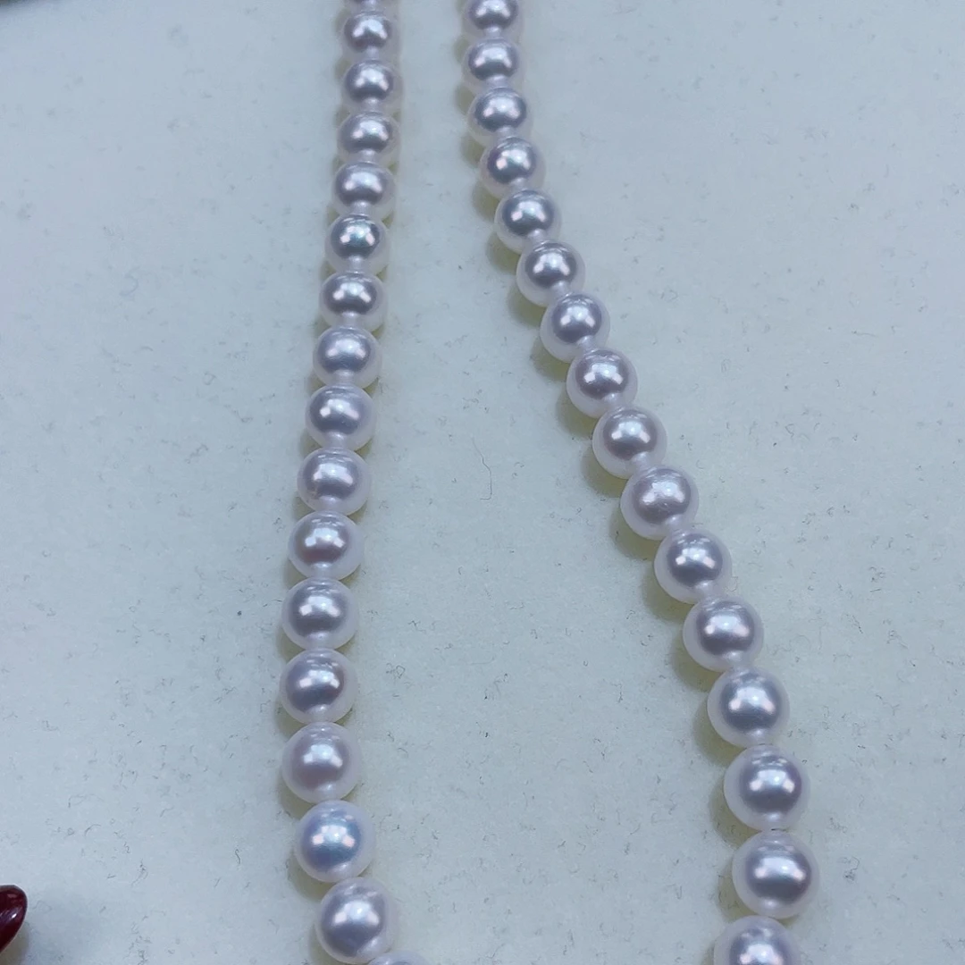 淡水珍珠颈饰银S925镶嵌6.5m左右冷白光巨干净