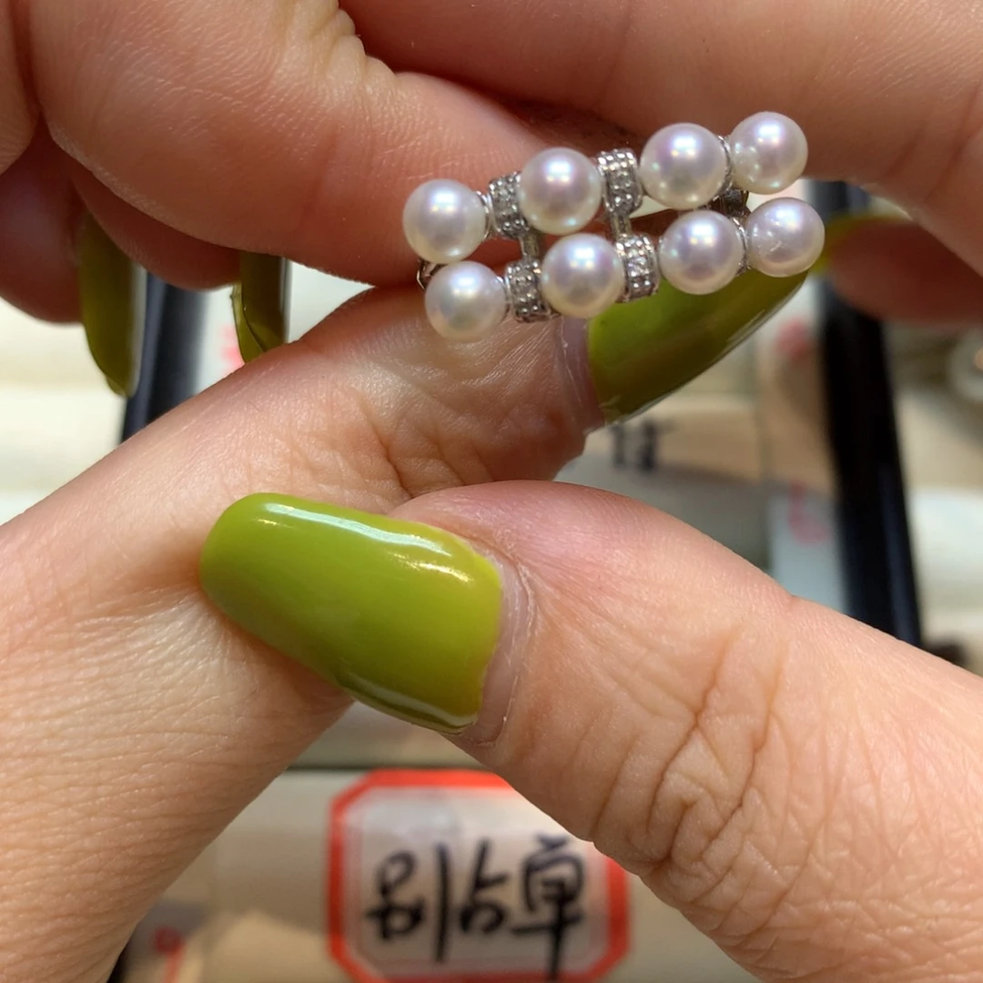 戒指银S925镶嵌淡水珍珠