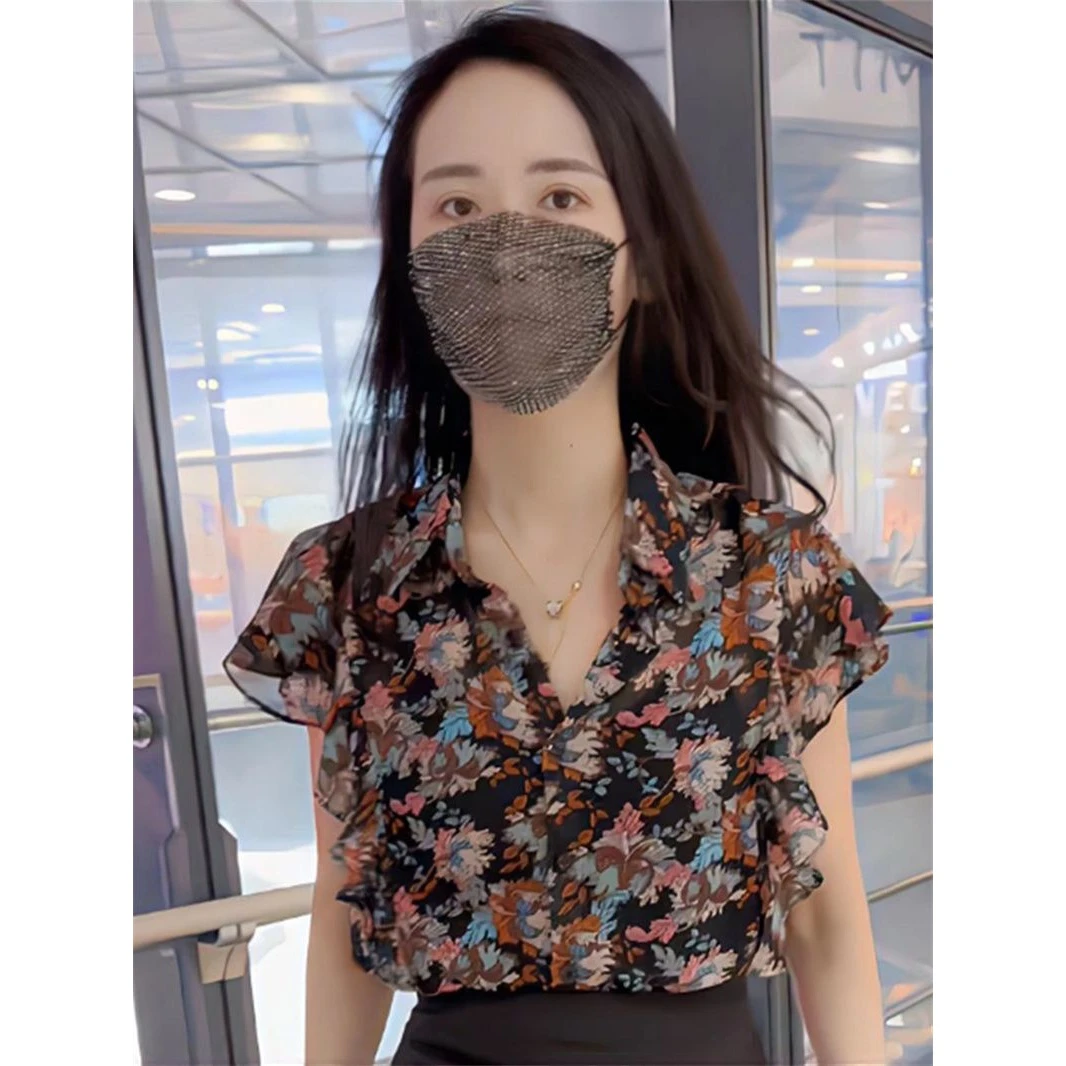 设计感碎花格调飞飞袖衬衫女2025新款高级感气质宽松显瘦洋气上衣