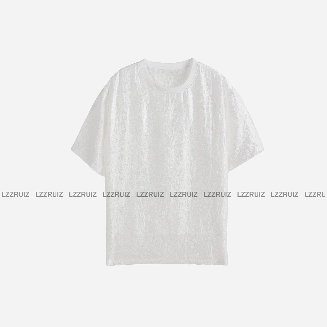 『LZZ』2025夏休闲舒适百搭时尚宽松大版凉爽天丝长裤短袖套装