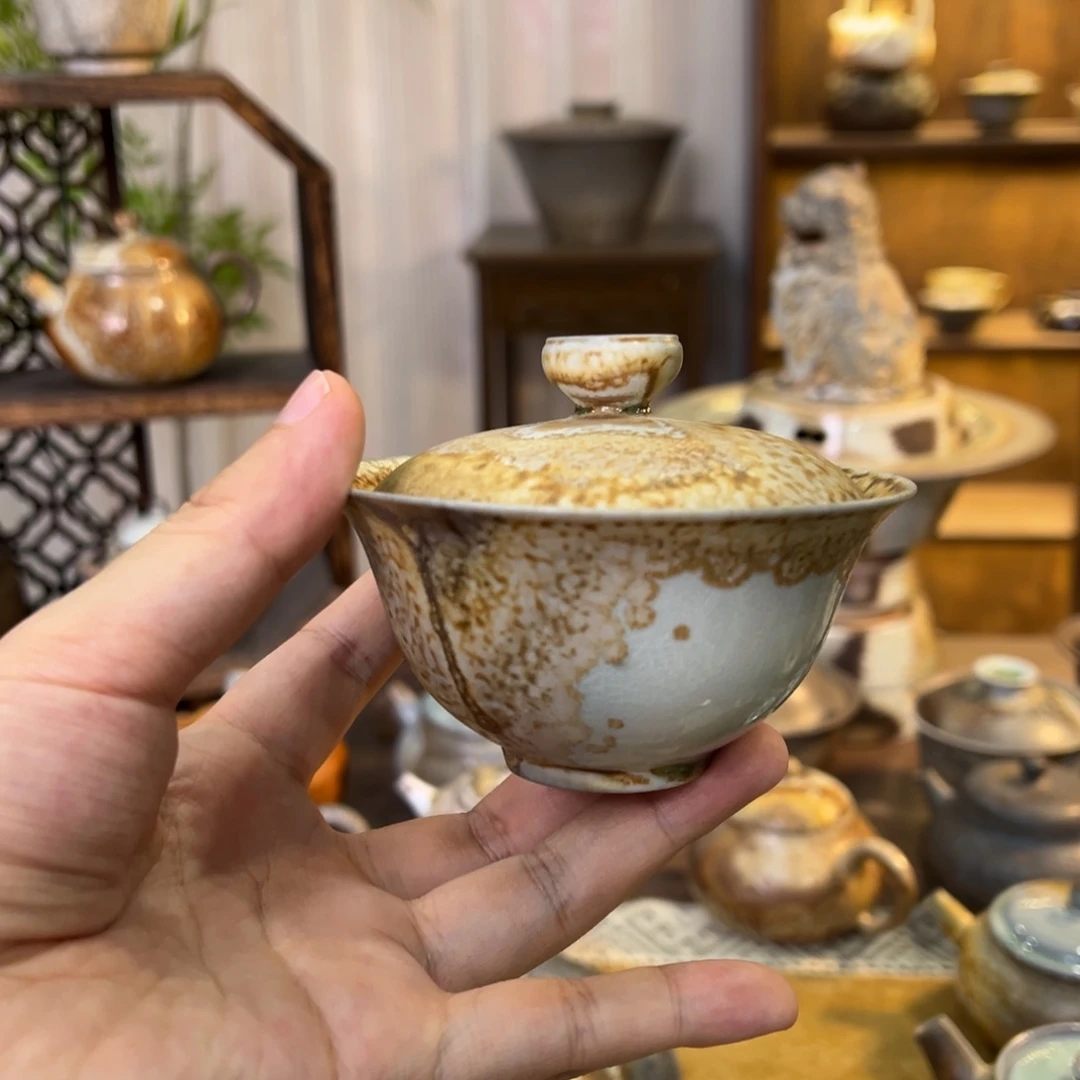不染柴烧精品盖碗