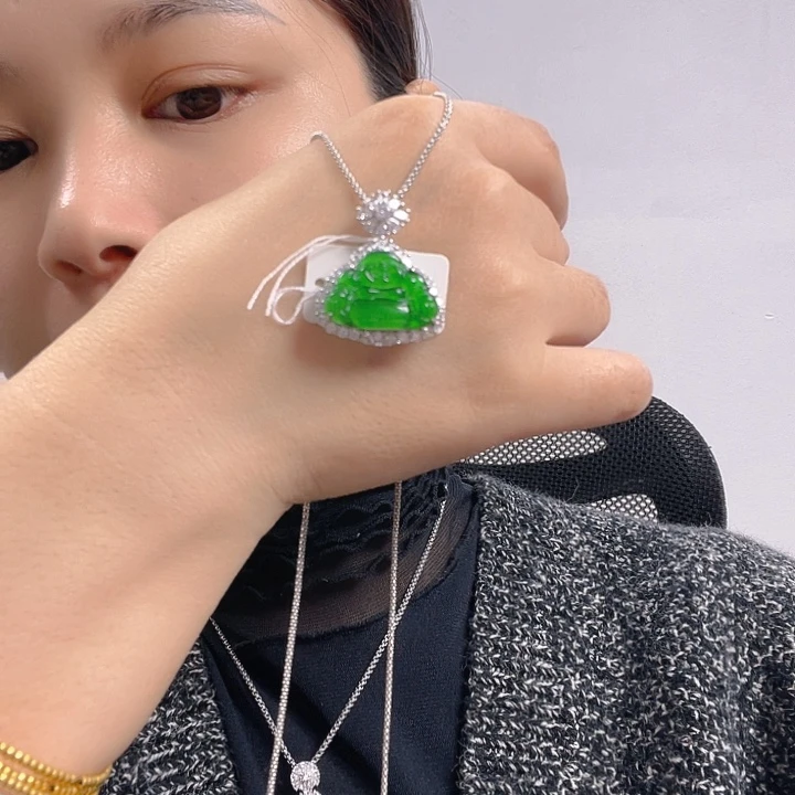 翡翠银S925镶嵌吊坠(不含链)