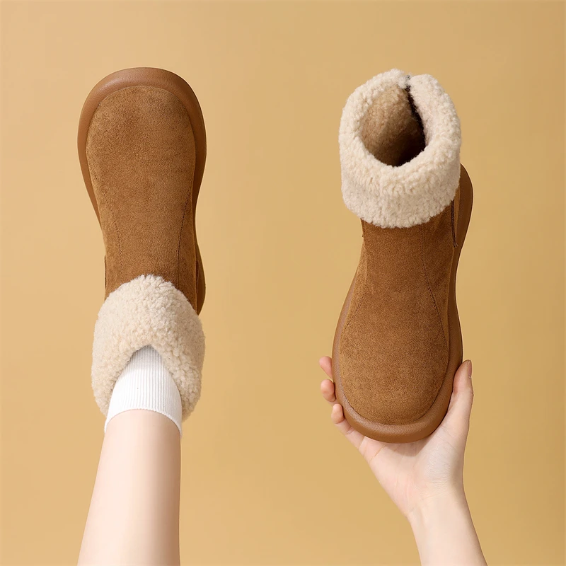 女款拉链雪地靴毛毛中筒防滑保暖棉鞋短靴女2025爆款洋气上档次