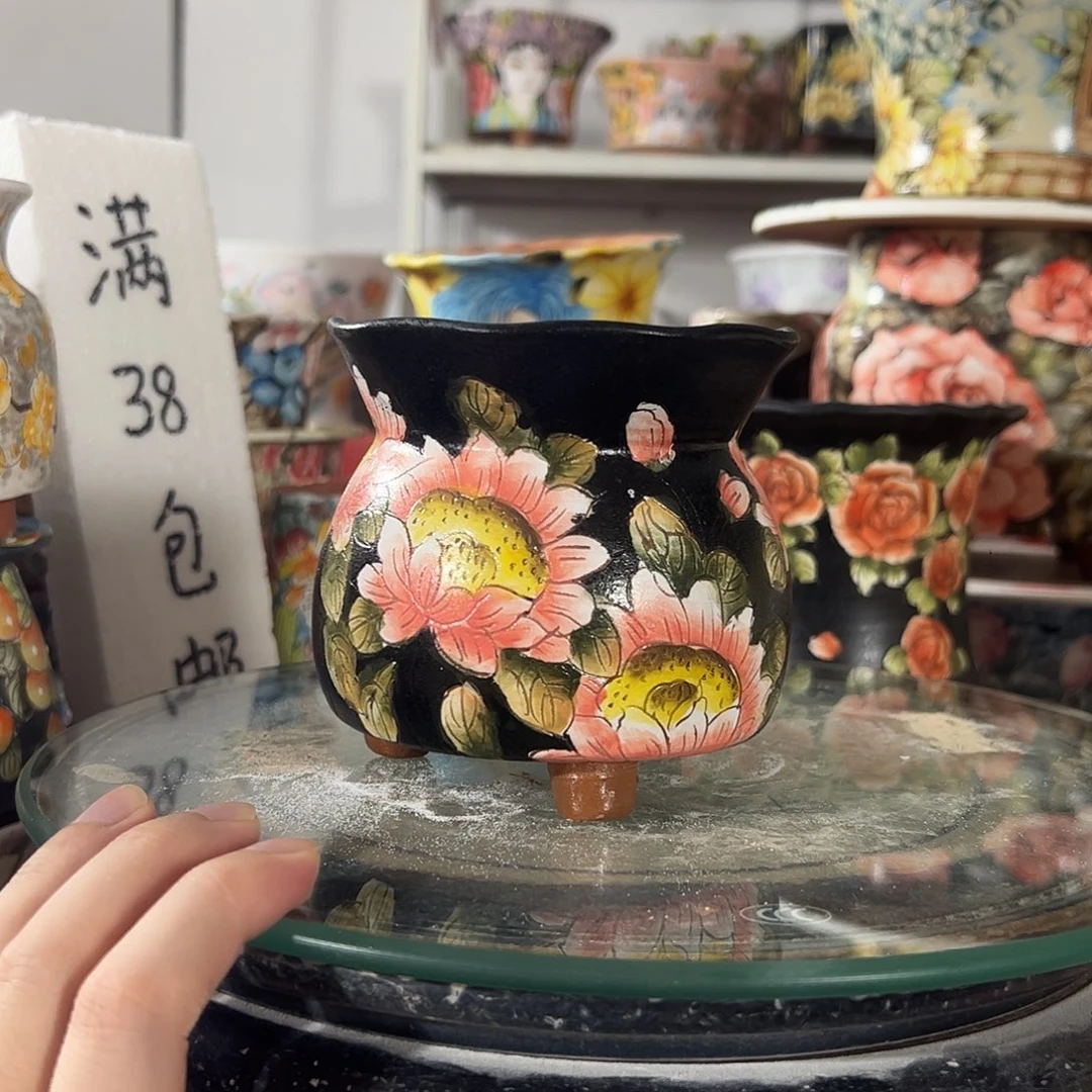 景德镇手绘花盆幸运花盆