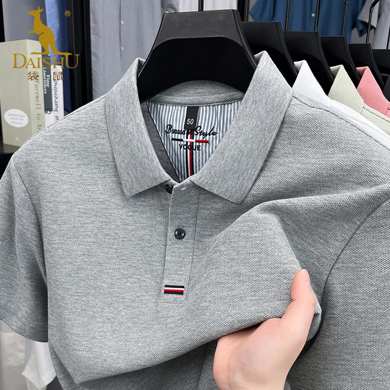 袋鼠100%纯棉翻领短袖t恤男夏季新款商务休闲宽松POLO衫上衣潮