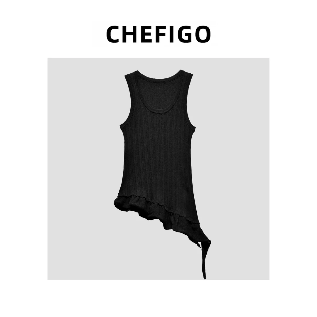 CHEFIGO不规则流苏针织背心