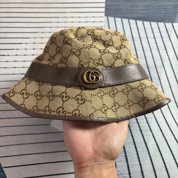 95新 GUCCI/古驰 古驰满印双G渔夫帽