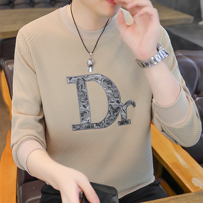 曼库帕娅秋新款休闲圆领薄款卫衣男士百搭长袖T恤时尚打底衫男装