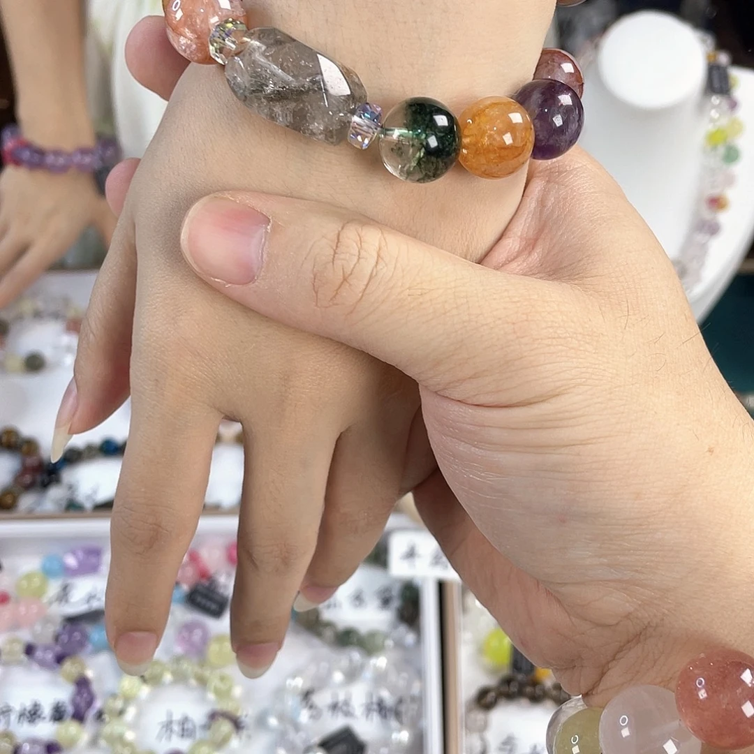水晶手链银S925镀金镶嵌