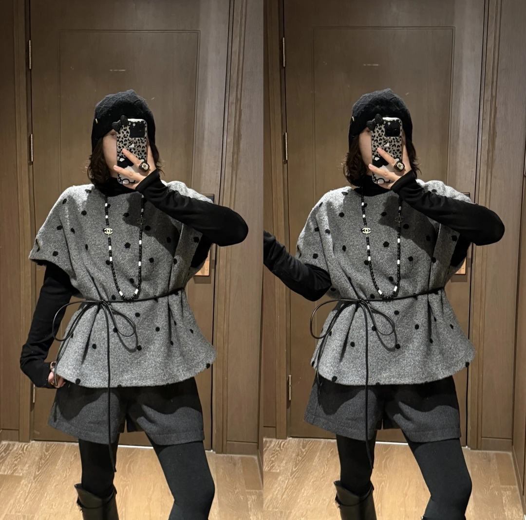 YDFSTUDIO小众【点亮愉悦】欧货重工波点设计内搭马甲两件套上衣