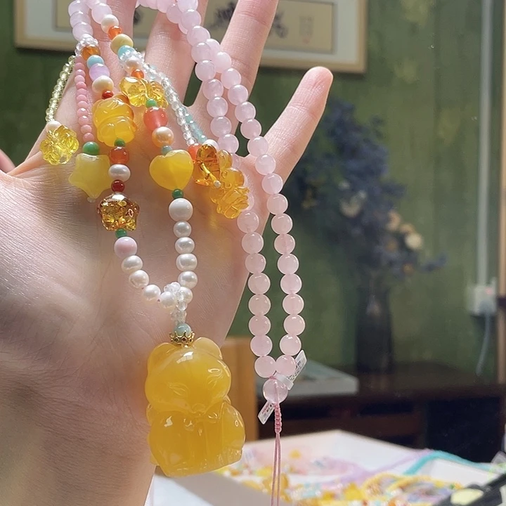 蜜蜡银S925镶嵌裸石吊坠