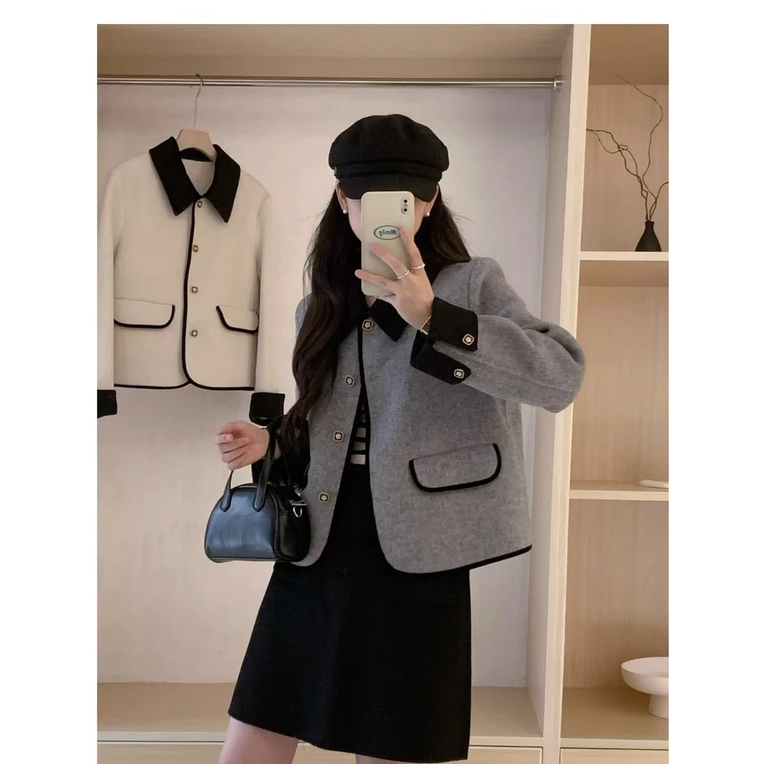 2025新款秋冬香风双面大衣小个子羊毛短款外套6807