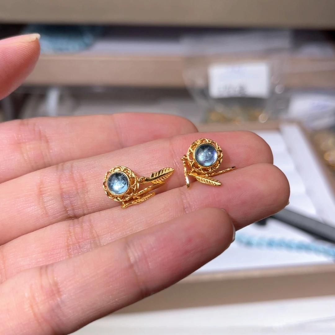 海蓝宝石手链银S925镶嵌海蓝宝022