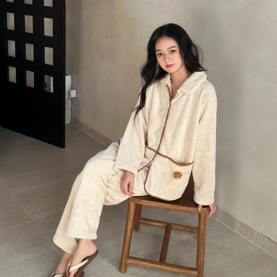 及好珊瑚绒睡衣女秋冬款冬季加绒加厚保暖法兰绒可外穿家居服套装