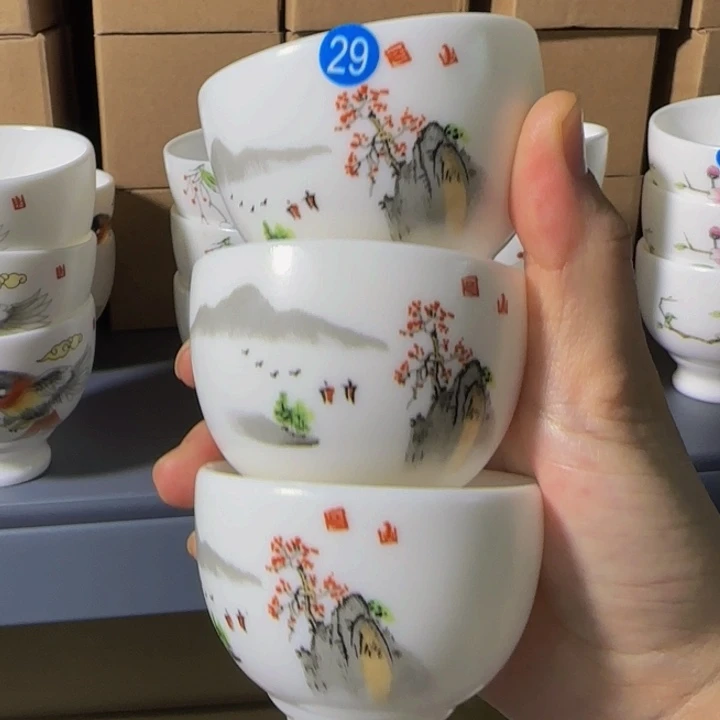 孤品素烧羊脂玉高脚杯三个一组29号