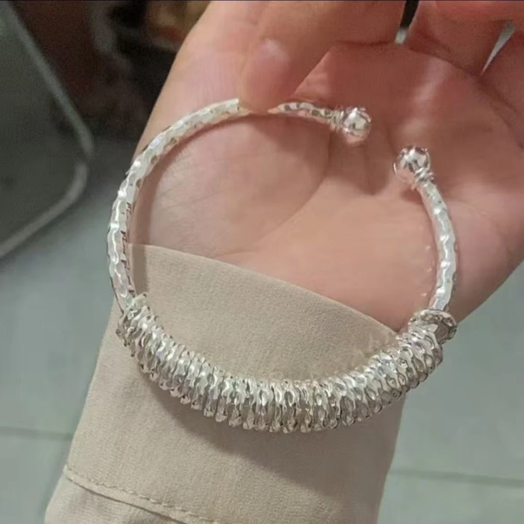 足银手镯 足银手镯 SZ301新款复古民族风南瓜盘缠推拉手镯28