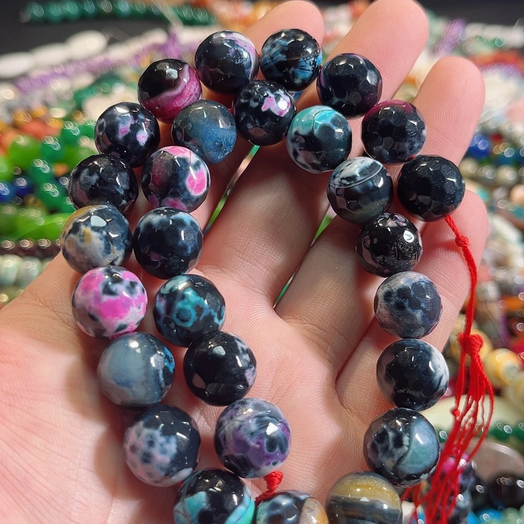 玛瑙/玉髓未镶嵌珠宝半成品火玛瑙一条刻面14mm一条