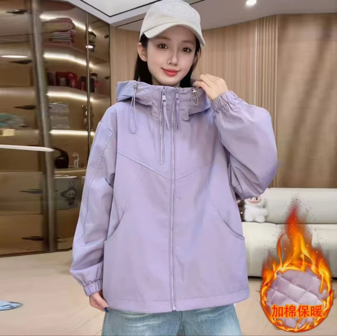 7072女棉衣外套2025新款连帽长袖轻职风休闲厚款时尚立领保暖潮流