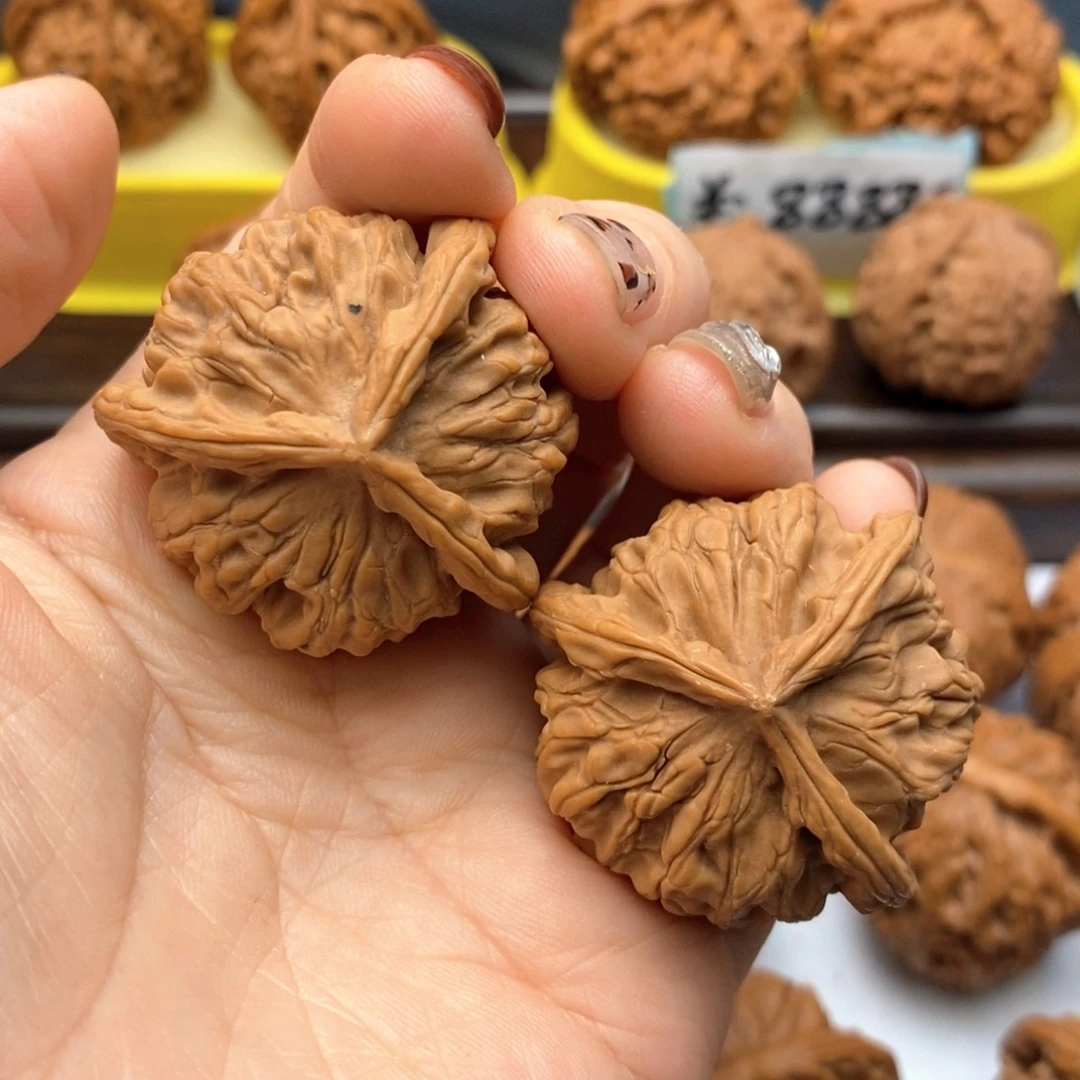 文玩核桃把件38牡丹花王丁