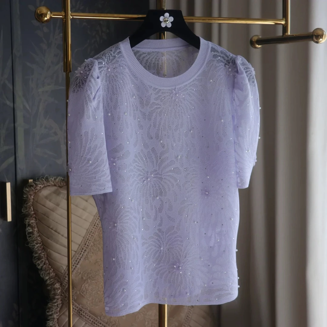 0359 清货价  品牌正品货重工钉珠针织衫上衣顺丰