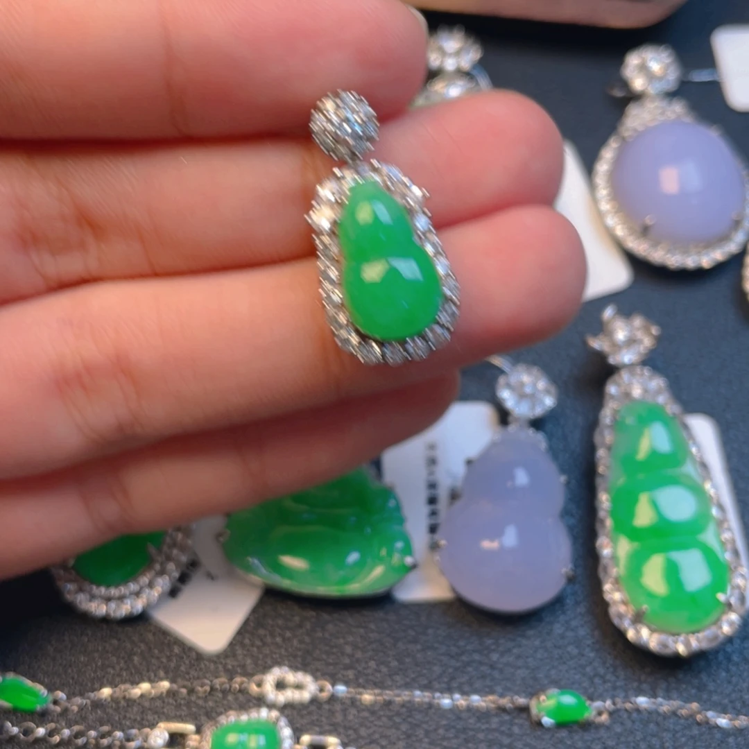 翡翠银S925镶嵌吊坠(不含链)