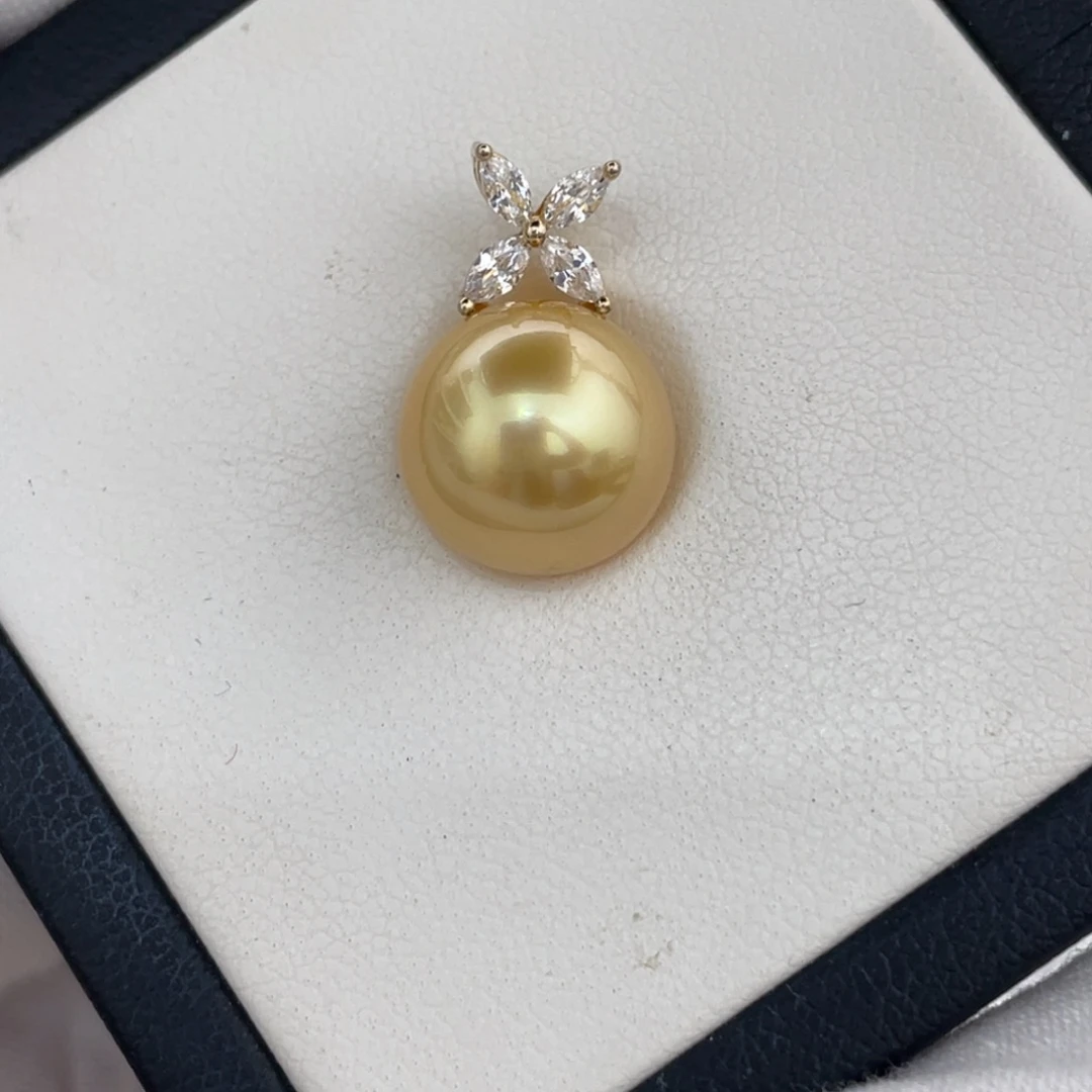 银S925镶嵌颈饰海水珍珠南洋金珠12.1mm