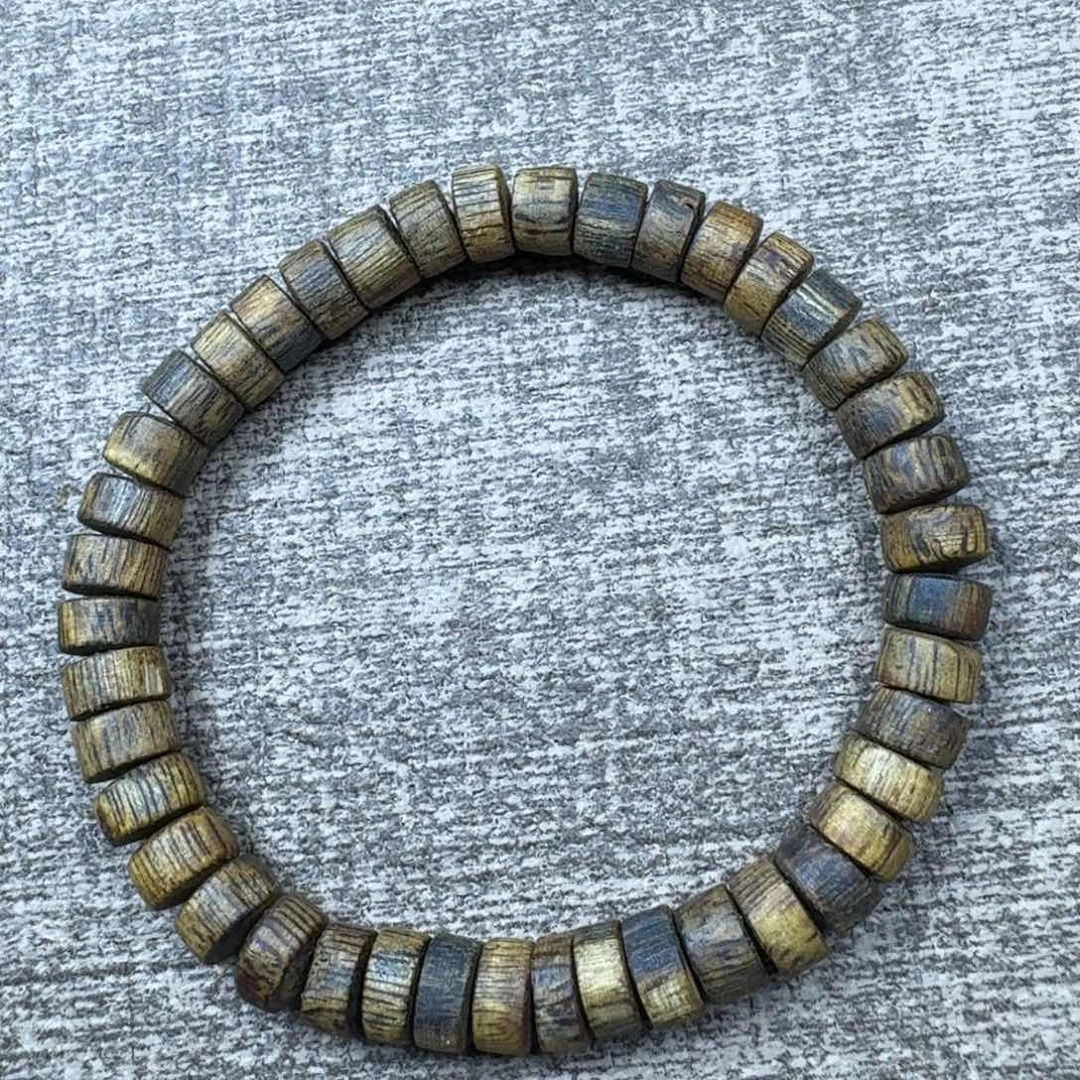 沉香木制品沉香绿棋片珠0.7/6