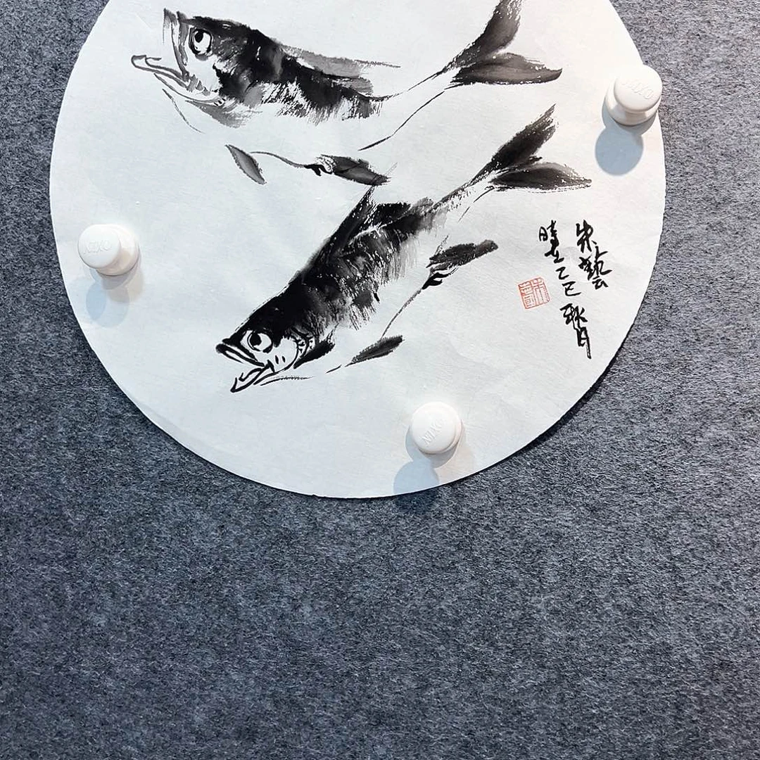 国画知鱼之乐纯手绘画