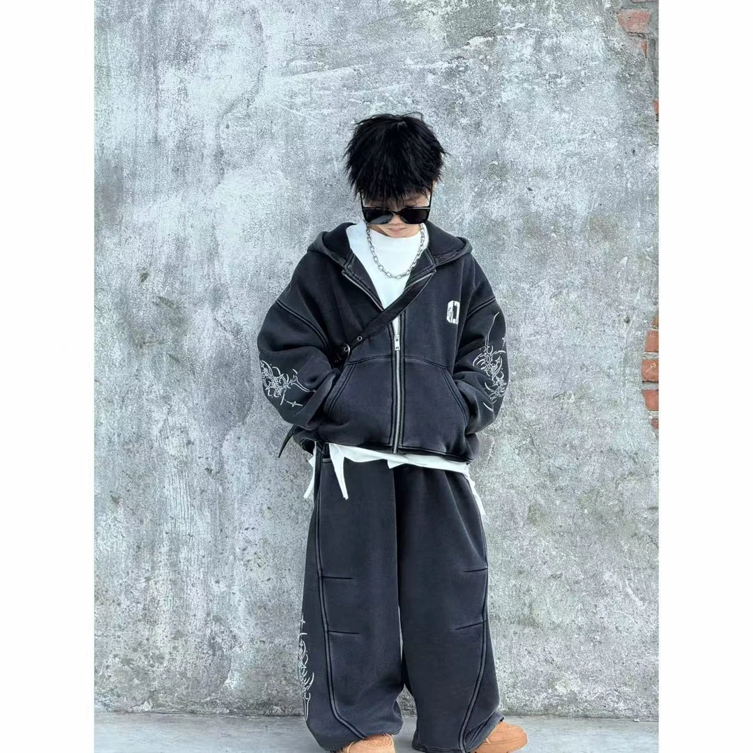 现货THE LUHAN【巴黎假日】秋冬连帽卫衣亲子装中大男童套装25814