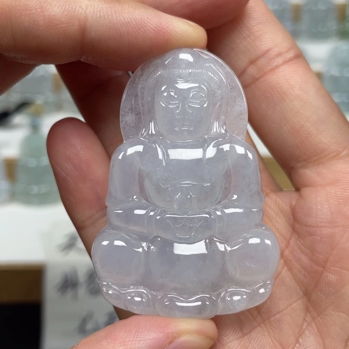 颈饰未镶嵌翡翠天然缅甸翡翠A货观音98号