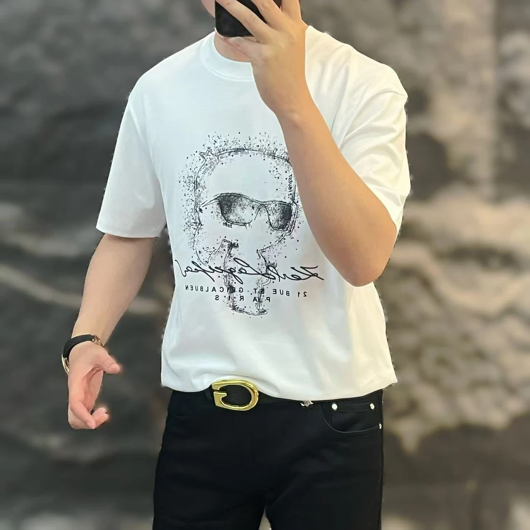 新款高端男士潮流百搭个性图案休闲短袖T恤GF68007