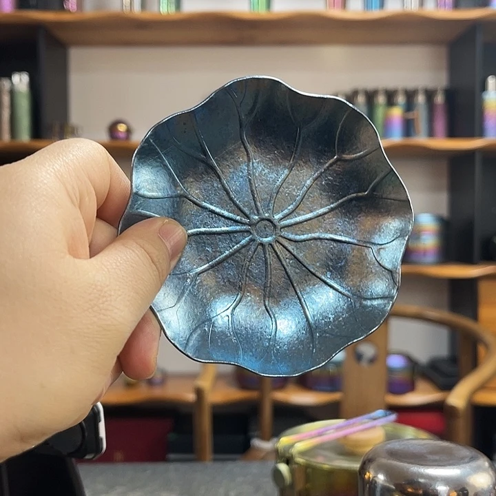 钛合金纯钛蓝色茶托