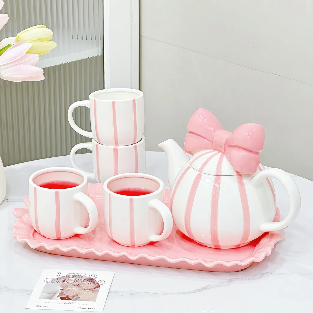 ins风高颜值间色水具家用待客冷水壶创意陶瓷茶具套装乔迁好礼