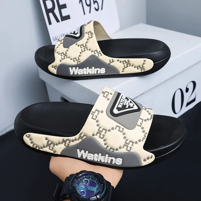 卡因耶查男士休闲外穿防滑凉拖鞋软底透气一脚蹬沙滩潮流一字拖鞋